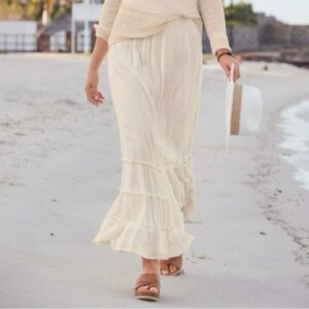 Sundance Cream Tiered Boho Maxi Skirt